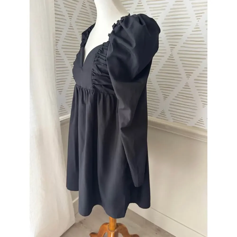 Entro Women’s Large Wire Sweetheart Neckline Puff Sleeve Mini Dress